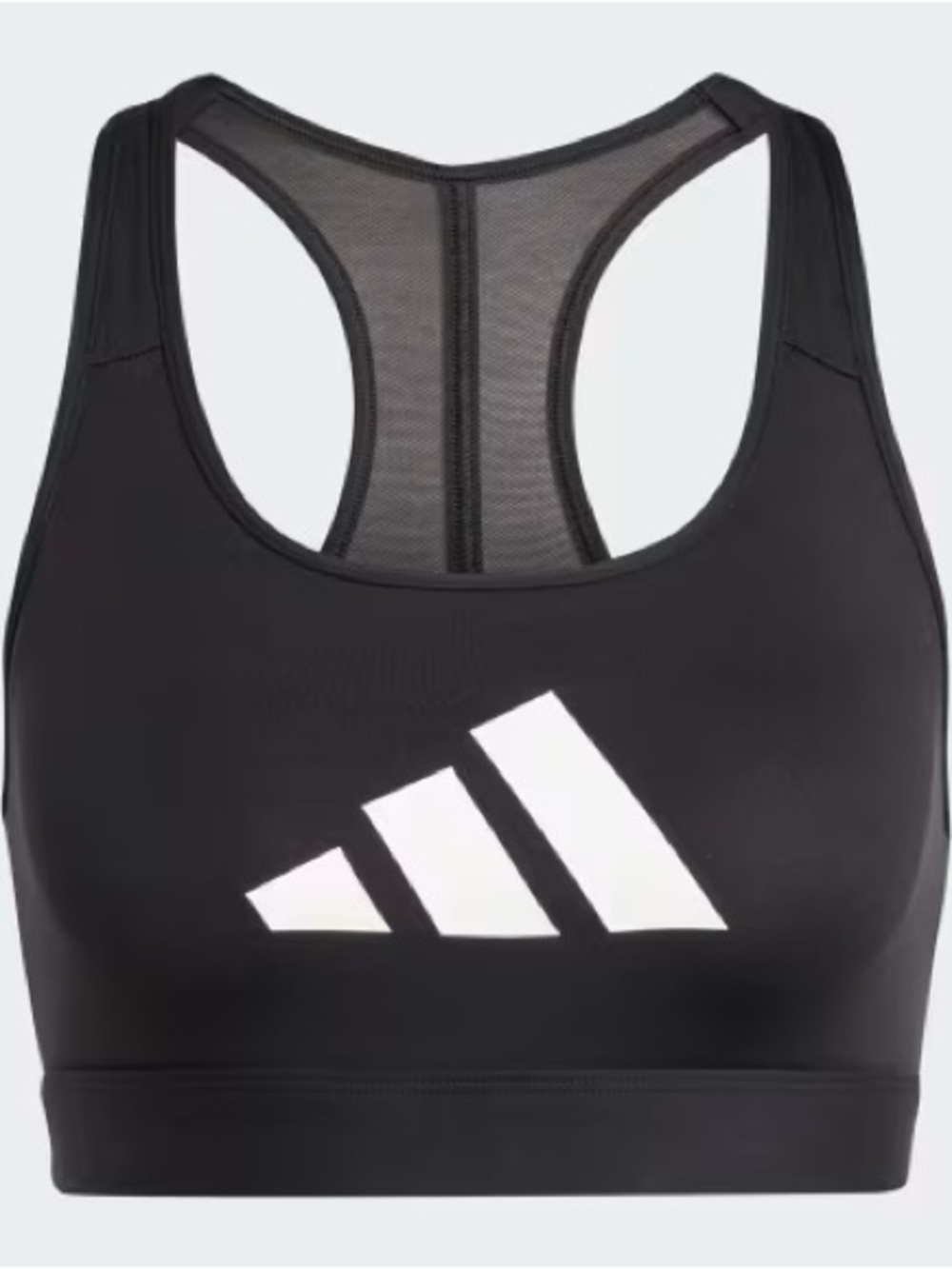 adidas Black and White Logo Racerback Sports Bra
